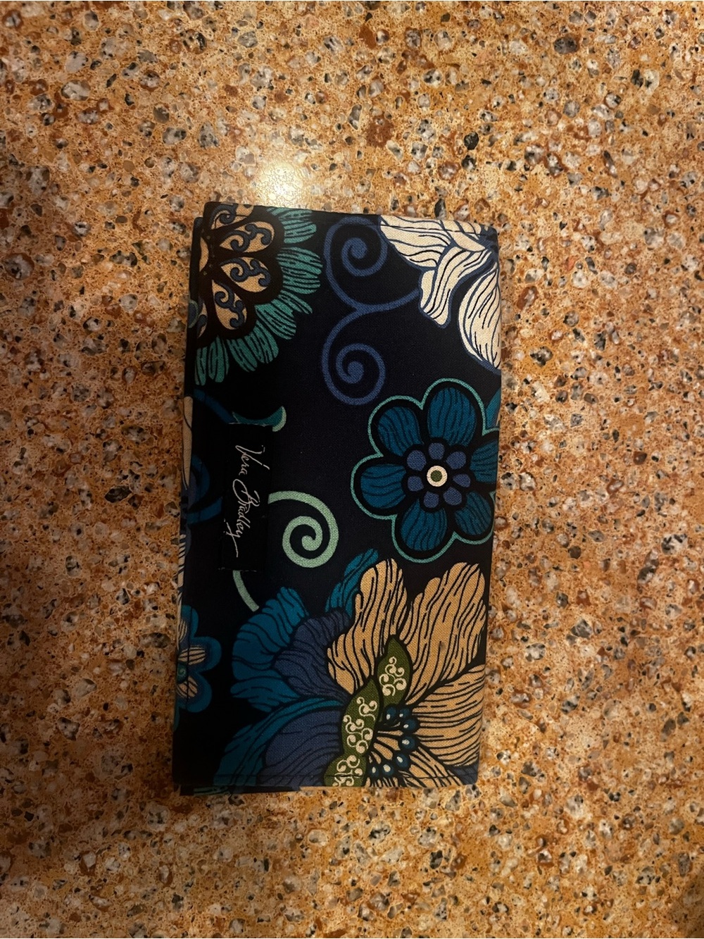 Vera Bradley Navy Teal Cream Floral Eyewear Pouch
